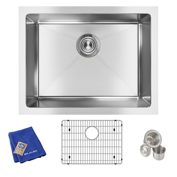 Elkay Crosstown 16 Gg SS 23.5'x18.25'x8' 1-Bowl Undermount Kit